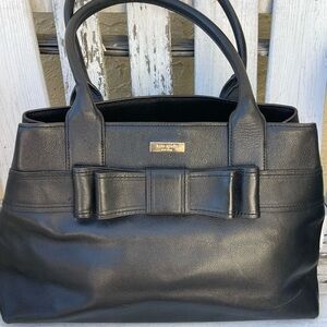 Kate Spade Quinn Villabella Avenue Black Leather Bow Satchel Tote